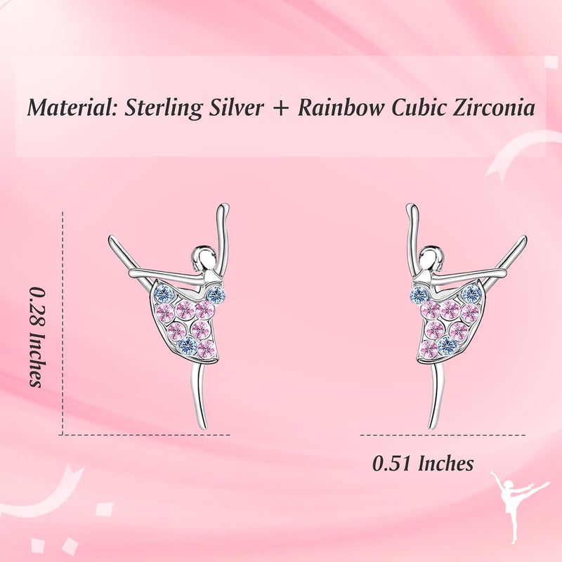 Sereney Sterling Silver Earrings for Girls, Gymnastics Earrings as Gymnastics Gifts for Girls, Drop Rainbow Dance Earring as Dance Gifts Dancer Jewelry for Her Granddaughter Daughter Nephew - Image 5